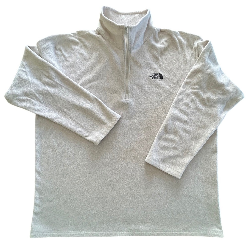 The North Face Mens Fleece 1/4 Zip Pullover Jacket TKA 100 Cream Off-White XL